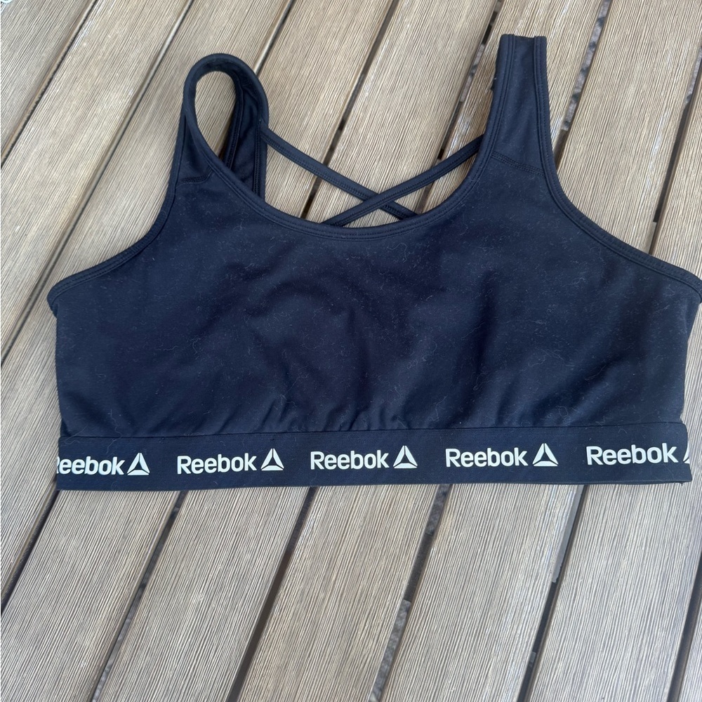 Reebok Black Crisscross Logo Band Sports Bra – Size XXL